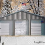 G-60 Round roof 12-gauge 24’ wide x 31’ long with 9’ legs with 4’ open extension (front) (2) Sides closed (2) Ends closed (2) 6’ wide x 7’ high roll-up doors (1) 8’ wide x 7’ high roll-up door